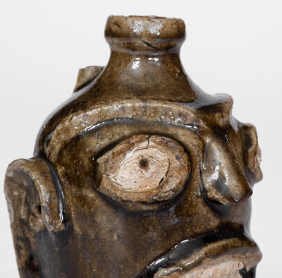 Rare Edgefield District, SC Stoneware Face Jug, 19th century, probably Thomas J. Davies Pottery