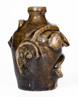 Rare Edgefield District, SC Stoneware Face Jug, 19th century, probably Thomas J. Davies Pottery