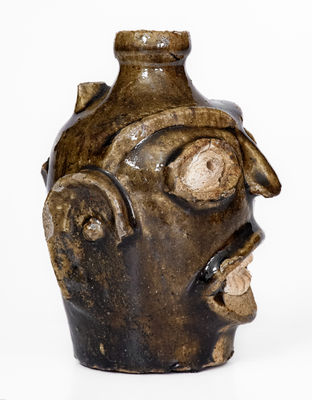 Rare Edgefield District, SC Stoneware Face Jug, 19th century, probably Thomas J. Davies Pottery