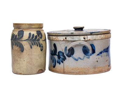 Two Pieces of Cobalt-Decorated Stoneware, attrib. Remmey Pottery, Philadelphia, PA