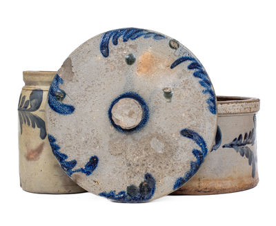 Two Pieces of Cobalt-Decorated Stoneware, attrib. Remmey Pottery, Philadelphia, PA