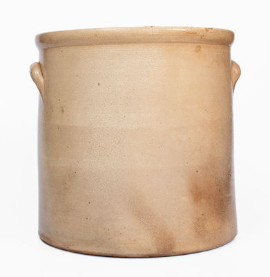 6 Gal. attrib. West Troy Pottery Stoneware Crock w/ Large Cobalt Bird Decoration