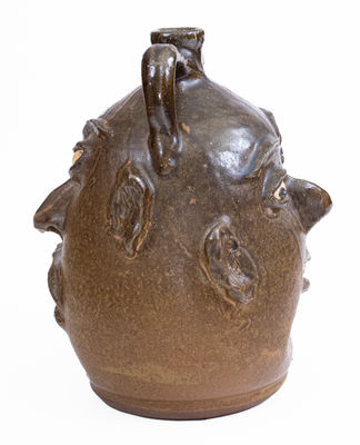 Lanier Meaders Alkaline-Glazed Stoneware Double Face Jug, Cleveland, GA, c1975