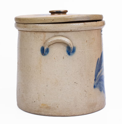 3 Gal. EVAN R. JONES / PITTSTON, PA Stoneware Crock w/ Lid, c1875