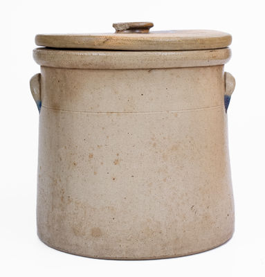 3 Gal. EVAN R. JONES / PITTSTON, PA Stoneware Crock w/ Lid, c1875