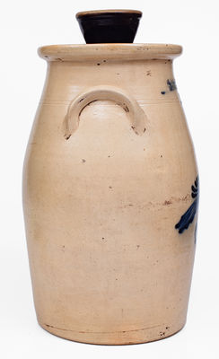 3 Gal. J. NORTON & CO. / BENNINGTON, VT Stoneware Bird Churn, c1860