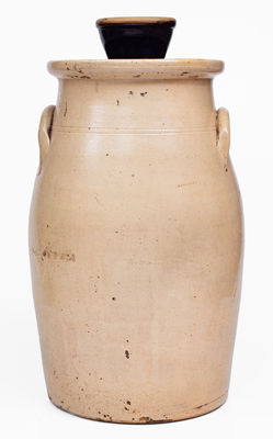 3 Gal. J. NORTON & CO. / BENNINGTON, VT Stoneware Bird Churn, c1860