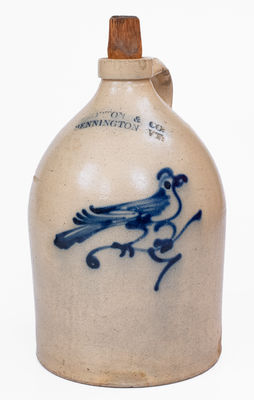 J. NORTON & CO. / BENNINGTON, VT Stoneware Bird Jug, c1860