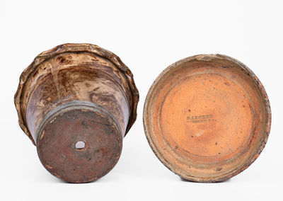 Anthony Baecher Redware Flowerpot with Saucer, Winchester, VA, c1880