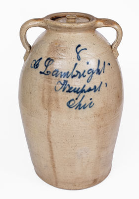 J. Lambright / Newport, Ohio Eight-Gallon Open-Handled Stoneware Jar
