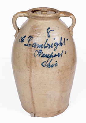 J. Lambright / Newport, Ohio Eight-Gallon Open-Handled Stoneware Jar