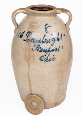 J. Lambright / Newport, Ohio Eight-Gallon Open-Handled Stoneware Jar