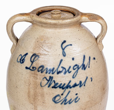 J. Lambright / Newport, Ohio Eight-Gallon Open-Handled Stoneware Jar