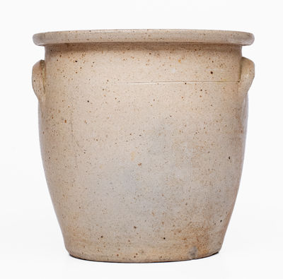 EVAN R. JONES / PITTSTON, PA Stoneware Jar w/ Cobalt Floral Decoration, c1875