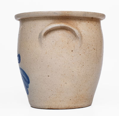EVAN R. JONES / PITTSTON, PA Stoneware Jar w/ Cobalt Floral Decoration, c1875