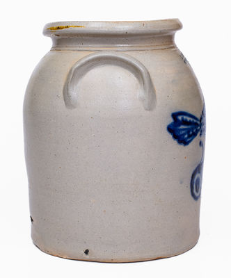 Very Rare J. & E. NORTON / BENNINGTON, VT Stoneware Jar w/ Elaborate Cobalt Bird Decoration