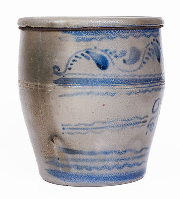 Two-Gallon Western PA Stoneware Jar w/ Elaborate Freehand Cobalt Decoration, c1870