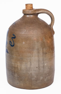 3 Gal. M. WOODRUFF / CORTLAND Stoneware Jug w/ Cobalt Floral Decoration