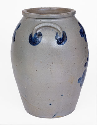 3 Gal. Baltimore Stoneware Jar w/ Cobalt Clover Decoration, c1840