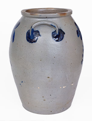 3 Gal. Baltimore Stoneware Jar w/ Cobalt Clover Decoration, c1840