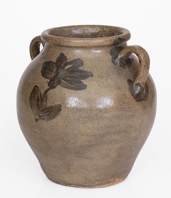 Rare Edgefield District, SC Stoneware Jar w/ Iron-Slip Decoration, Stamped 