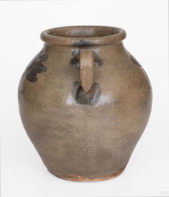 Rare Edgefield District, SC Stoneware Jar w/ Iron-Slip Decoration, Stamped