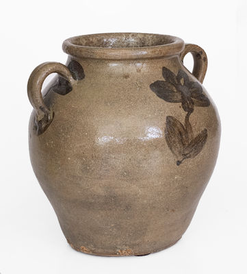 Rare Edgefield District, SC Stoneware Jar w/ Iron-Slip Decoration, Stamped