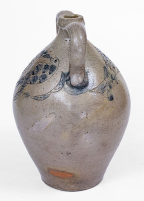 Exceptional Double-Handled Ohio Stoneware Jug w/ Incised Fish and Double-Bird Motifs