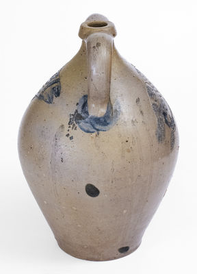 Exceptional Double-Handled Ohio Stoneware Jug w/ Incised Fish and Double-Bird Motifs