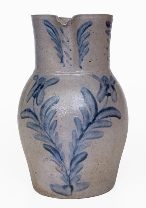 Cobalt-Decorated Stoneware Pitcher, Stamped 