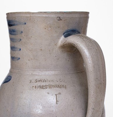 Cobalt-Decorated Stoneware Pitcher, Stamped 