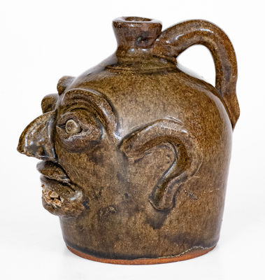 Rare H.F. REINHARDT / VALE, N.C. Alkaline-Glazed Stoneware Face Jug
