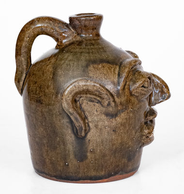 Rare H.F. REINHARDT / VALE, N.C. Alkaline-Glazed Stoneware Face Jug
