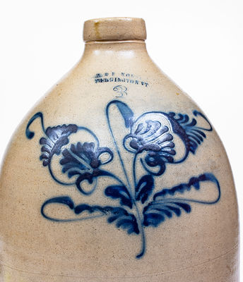 3 Gal. J. & E. NORTON / BENNINGTON VT Stoneware Jug, c1855