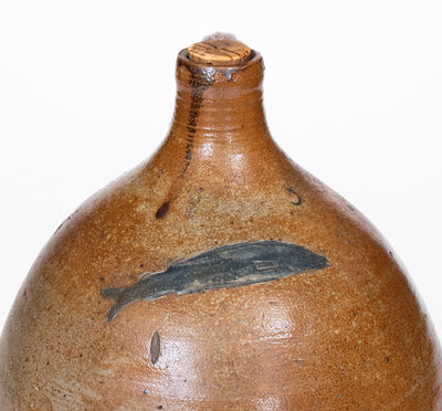 Attrib. Frederick Carpenter, Charlestown, Massachusetts Jug w/ Impressed Fish Design
