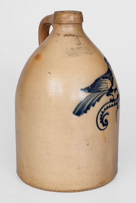 3 Gal. HAXSTUN, OTTMAN & CO. / FORT EDWARD, N.Y Stoneware Jug w/ Bird Decoration