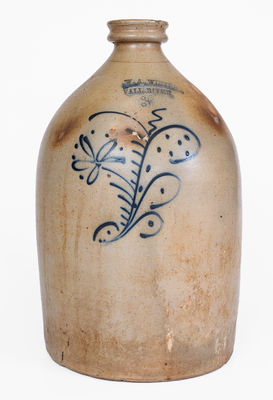 Three-Gallon Fall River, MA Stoneware Advertising Jug, c1870