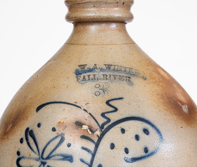 Three-Gallon Fall River, MA Stoneware Advertising Jug, c1870