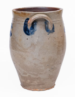 Rare P. CROSS (Hartford, CT) Stoneware Jar w/ Incised Floral Decoration, c1806-08