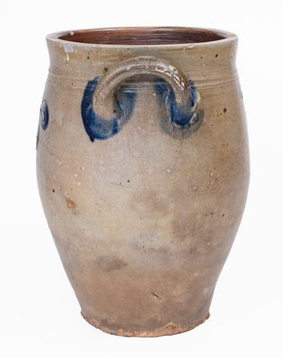 Rare P. CROSS (Hartford, CT) Stoneware Jar w/ Incised Floral Decoration, c1806-08