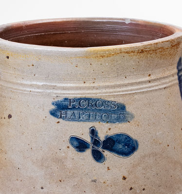 Rare P. CROSS (Hartford, CT) Stoneware Jar w/ Incised Floral Decoration, c1806-08