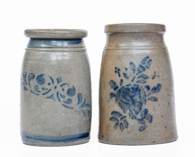 Two Western PA Cobalt-Decorated Stoneware Canning Jars