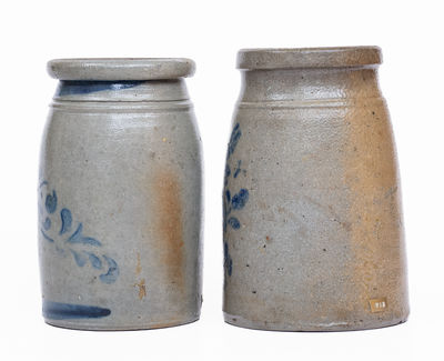 Two Western PA Cobalt-Decorated Stoneware Canning Jars