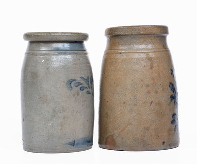 Two Western PA Cobalt-Decorated Stoneware Canning Jars