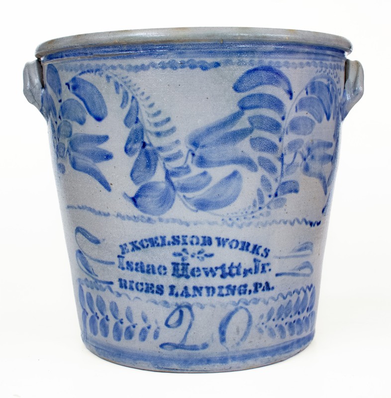 Exceptional Isaac Hewitt, Jr. / Rices Landing, PA Monumental 20 Gal. Stoneware Jar
