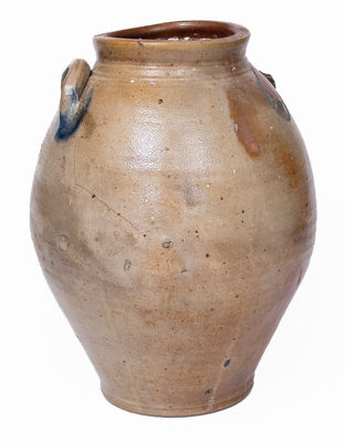 Outstanding Stoneware Jar w/ Exceptional Incised Ship, probably Middlesex County, NJ, c1825