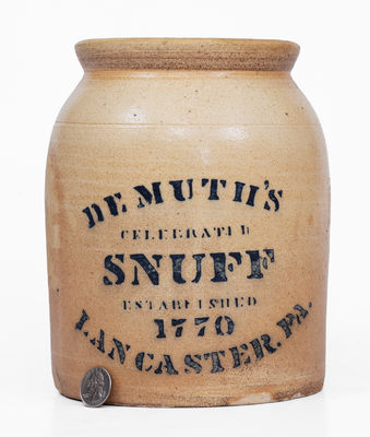 Very Rare PFALTZGRAFF (York, PA) Stoneware Jar, Demuth s Snuff  / Lancaster, PA