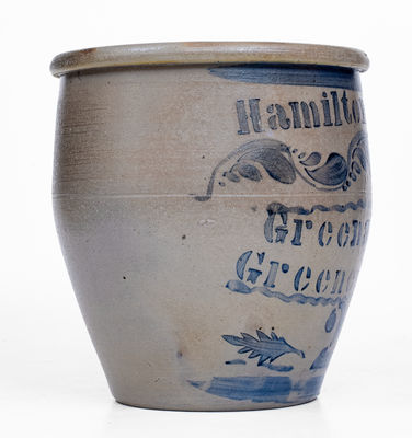 Fine Hamilton & Jones / Greensboro / Greene Co. Pa Stoneware Jar, c1870