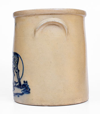 Exceptional WHITES UTICA 4 Gal. Stoneware Crock w/ Bold Standing Lion Decoration