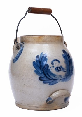 Rare COWDEN & WILCOX / HARRISBURG, PA Stoneware Batter Pail w/ Bird-in-Wreath